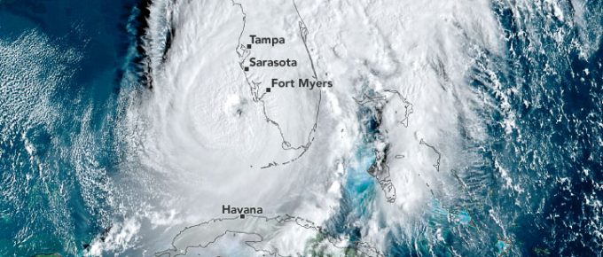 Satellite view of Hurricane Ian over Florida.